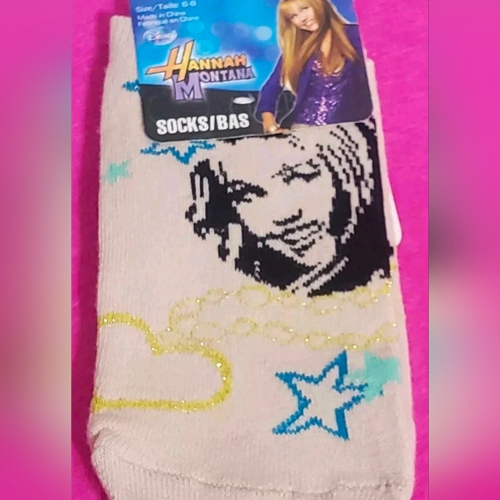 Hannah Montana Miley Cyrus Disney Channel Socks Pair Y2K New